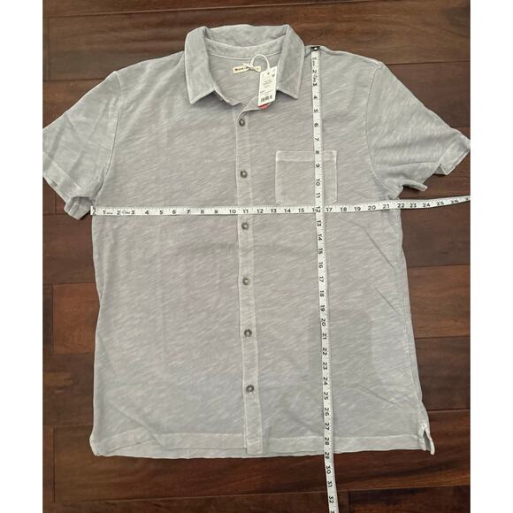 Marine Layer NWT Vintage Heavy Slub Button Down Short Sleeve Shirt Light Grey L - Picture 7 of 10